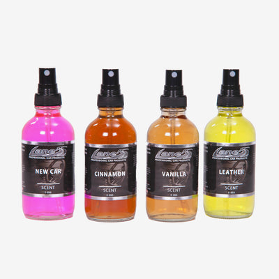 Cinnamon, Vanilla, Leather & New Car Air Freshener Kit 4 oz Each